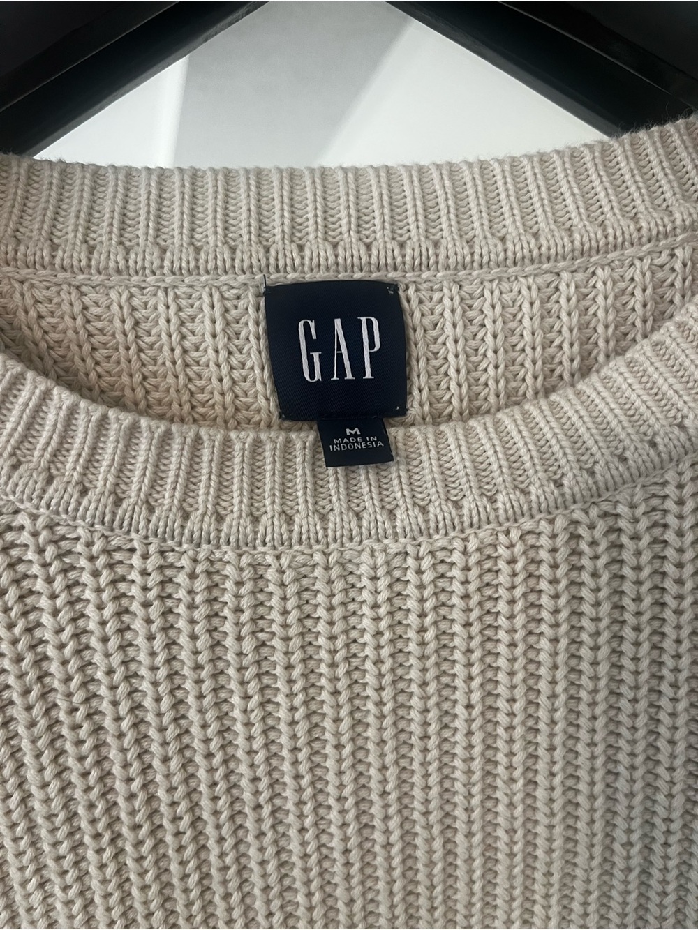 GAP Women's Neutral Cream Crewneck Rib-Knit Sweater 100% Cotton